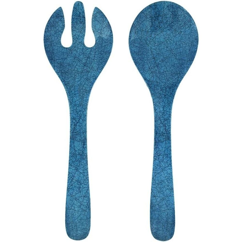 Le Cadeaux Antiqua Blue Melamine Salad Serving Set - NEW